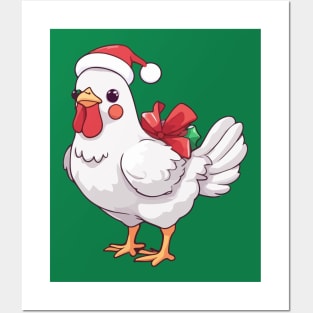 Kawaii Christmas Chicken - Holiday Joy for Chicken Lovers Posters and Art